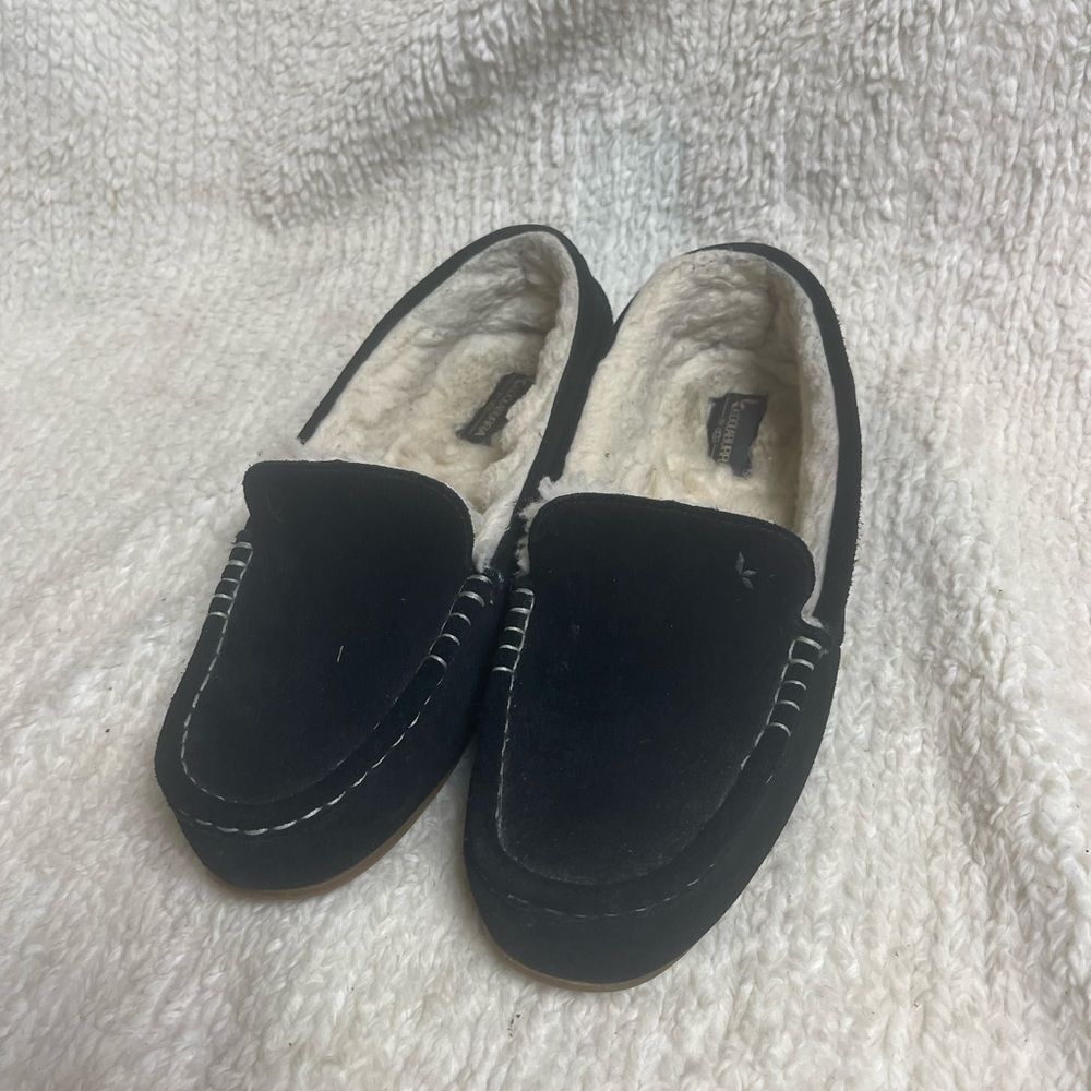 Koolaburra By Ugg Lezly Women's Suede Black Moccasin Faux-Fur Lining. Sz10